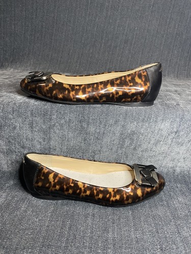 Alex Marie Women's cheetah print patent Leather  Slip On Ballet Flat 7.5M