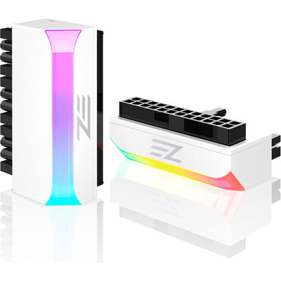 ATX 24-Pin 90-Grad-Stromanschluss 5V 3 Pin ARGB Rainbow Buchse auf Stecker Weiß