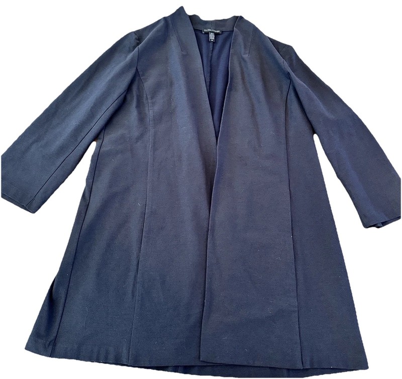 Eileen Fisher Open Front Cardigan Jacket Size small Knit Blazer grey 