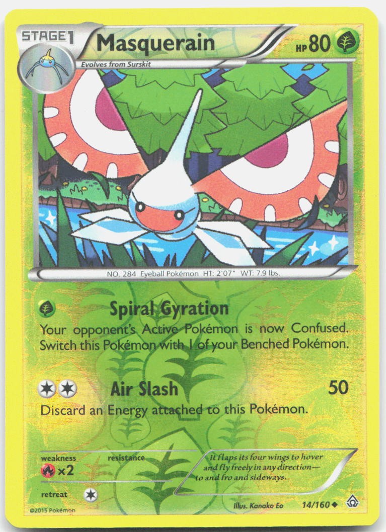 Masquerain 14/160 Uncommon Primal Clash Pokemon Reverse Holo LP