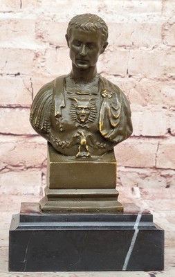 Bronze Bust of Julius Caesar Sculpture Roman Empire Art Statue Hand Cast Figure