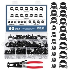 90pcs 1021mm Spring Band Hose Clamp Fastener Fuel Line Low Pressure Air Water Pi
