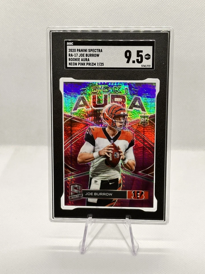 2020 Spectra Joe Burrow Aura Neon Pink #/25 Rookie SGC 9.5 NEW SLAB GEM MINT SP - Image 3 of 4