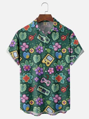 Retro Game Console Pixel Art Casual Shirt