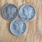 Silver Dimes Mercury  90% (1916-1945) Lot Of 3 U.S Mint A2 Free Shipping