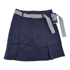 French Toast Girls Navy Pleated Scooter Skirt Belted Size 12 SX9257E