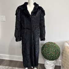 1980s Black Mink Fur Coat by The Evans Collection, 80s Fur Coat, Vintage Formal