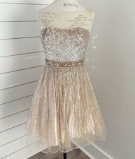 Sherri Hill Gold Sequin Sweetheart Formal Dress Sz 4 Prom Designer