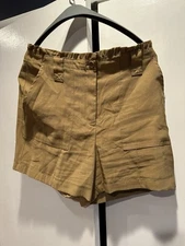 Nine West Paperbag Shorts Large Tan Belted High Rise New