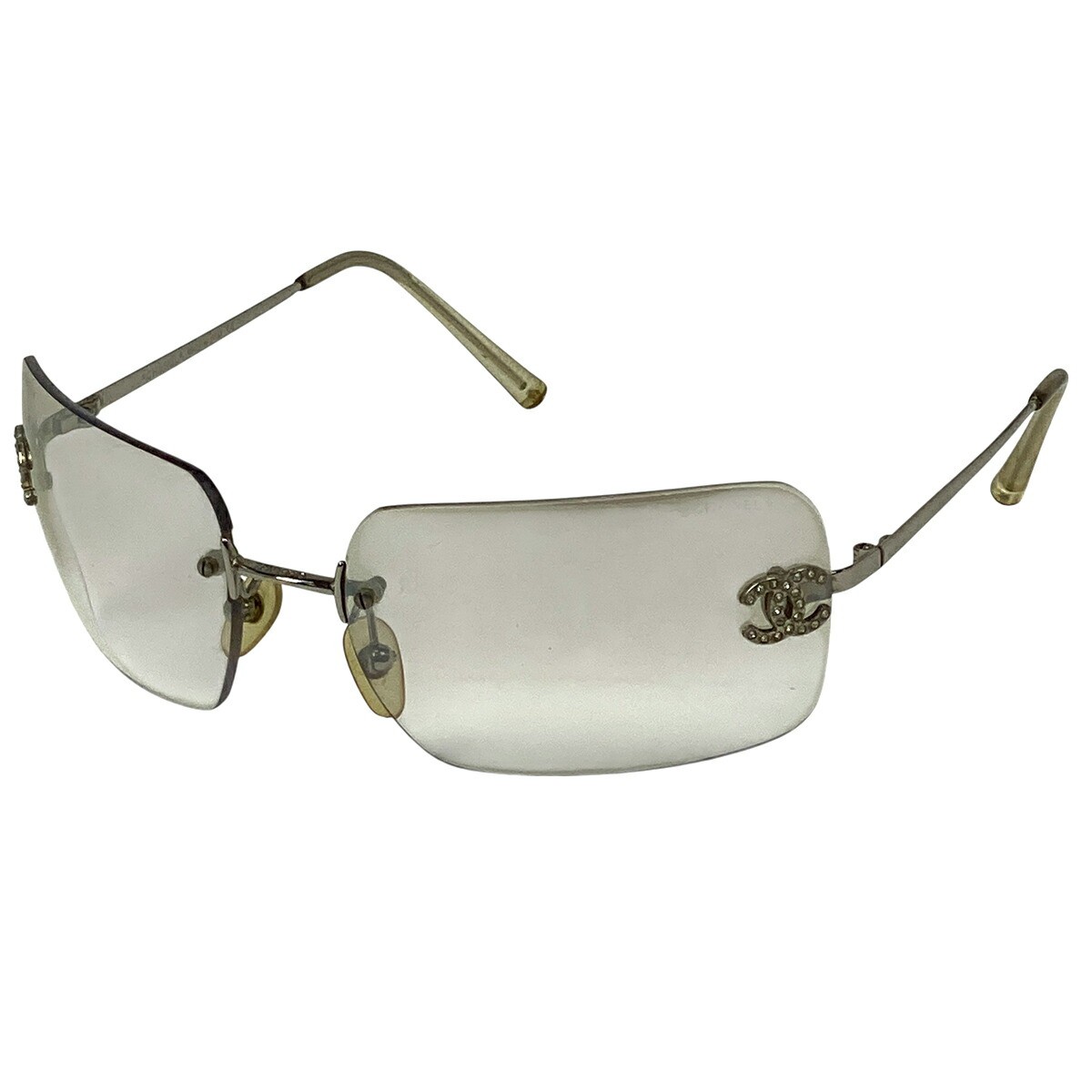 Chanel Coco Mark Rhinestone Rimless Gradient Mirror Sunglasses