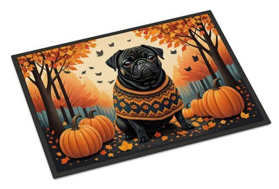 NEW Black Pug Fall Doormat Front Door Mat Indoor Outdoor Rugs for Entryway, Non