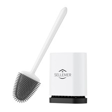 Sellemer Toilet Brush and Holder Set - Flexible Bowl Head White