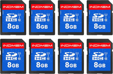 INDMEM SD Card 8GB, 8 Packs Class 10 8GB Flash Memory Card MLC Standard Secure D