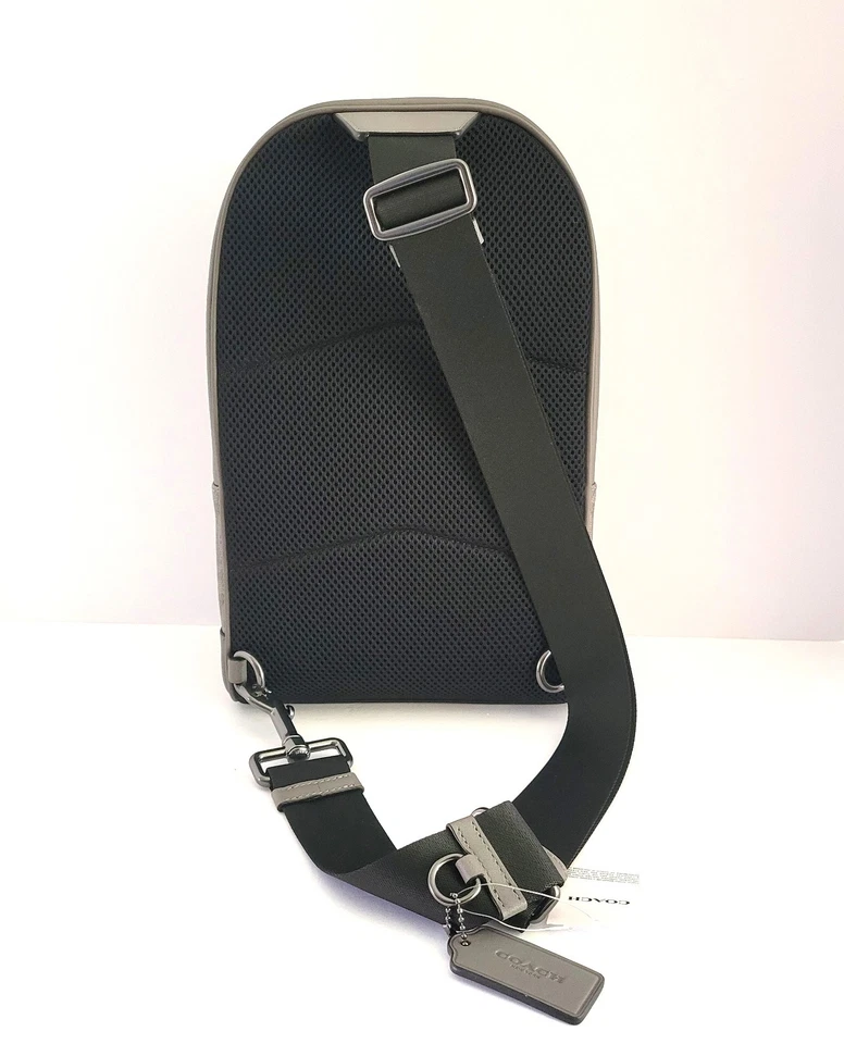 Bolso Bandolera Universitario Coach CV923 West Pack Signature Lona Gris Tiza Ocre Foto 4 de 4