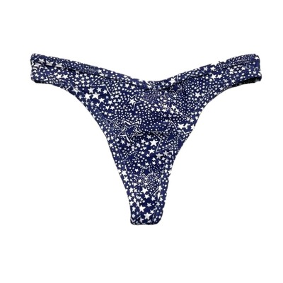Victoria s Secret PINK Cotton Midnight Navy Star Thong Size Medium