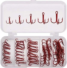 50pc High Carbon Steel Fishing Treble Hooks Kit