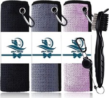 Golf Towel Microfiber Waffle Towels With Brush for Golf Bags with Clip 16   X16   