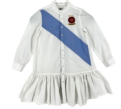 RALPH LAUREN Kinder Mädchen Langarmkleid Weiß Größe 6 J.