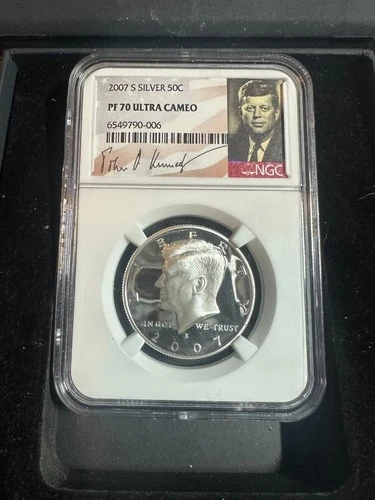 2007 S Silver Kennedy Half Dollar Proof PF70 UC NGC Portrait Label