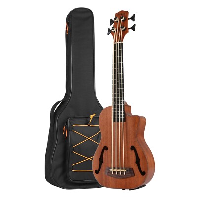 Bass Ukulele UBass Baritone 30 Inch Mahogany F-Holes Cutaway Style W/EQ Gig Bag