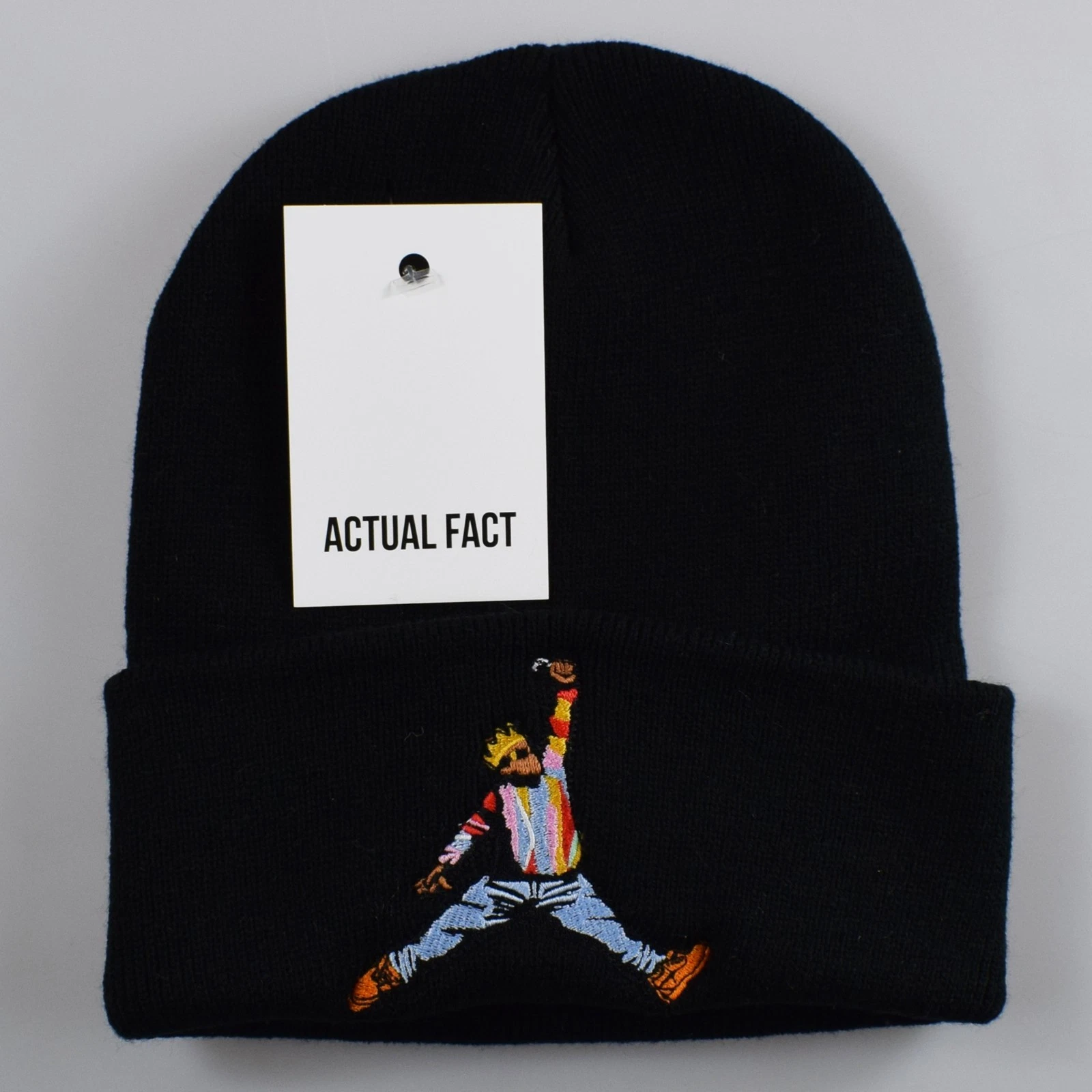 Actual Fact BIG Biggie x Jordan Slam Dunk Roll Up Black Beanie Hat
