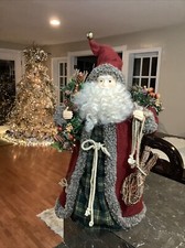 Woodland Christmas Santa Tree Topper Tabletop Figurine 19&rdquo; Burgundy Red Robe