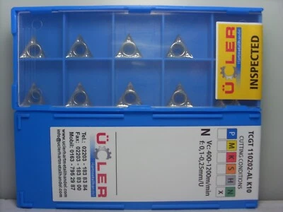 10 STK TCGT 110202-AL K10 BEARBEITUNG VON ALU UND KUNSTSTOFFE WENDEPLATTEN. - Bild 1 von 2
