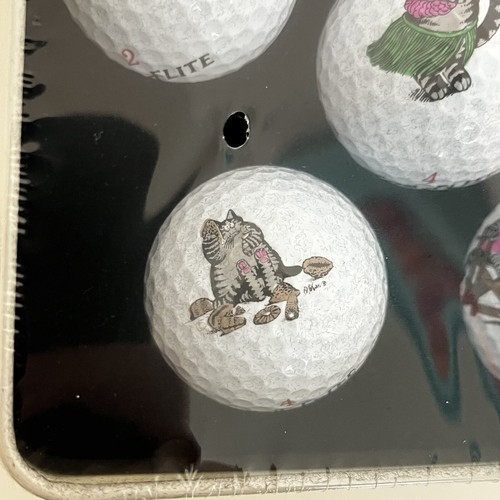Vintage B. Kliban Hawaii Cat Designs Golf Ball Set of 6 Special Edition Tin - Picture 6 of 13