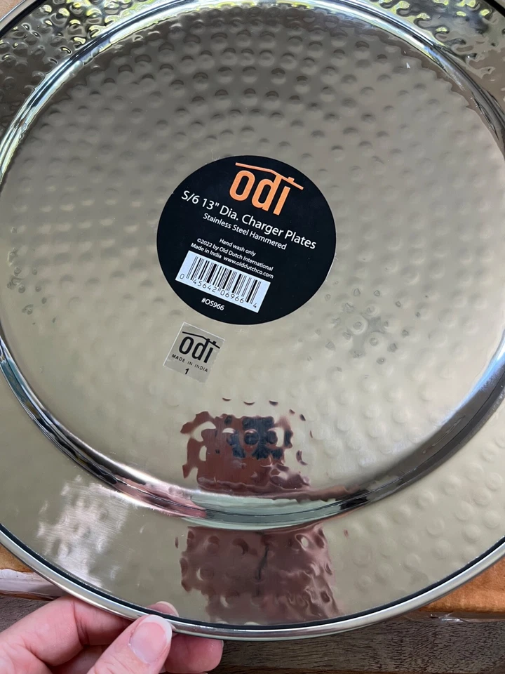 Old Dutch S/6 13" Diameter Stainless Steel Hammered Chargar Plates - Image 2 of 4