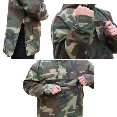 Camouflage anorak hoodie（KHAKI） Camo Anorak Hoodie Parka Army Tactical Large Pocket Rain Rugged