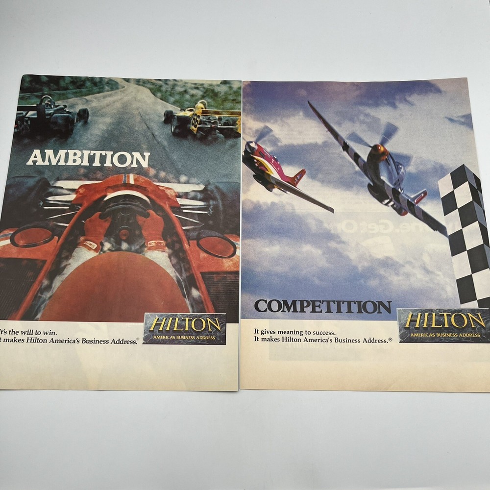 Hilton Hotels 1985 Vintage 2 Piece Print Ad Lot 8