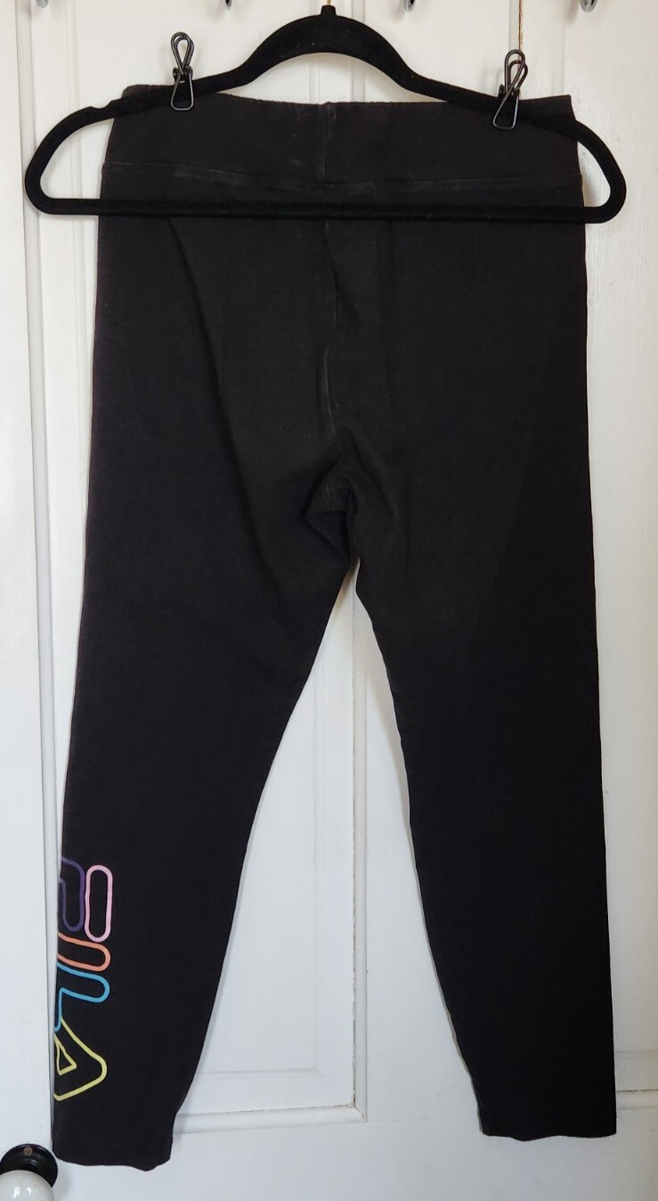 FILA Black Leggings Yoga Pants Logo Colorful Multicol… Gem