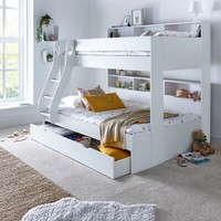 Oliver White Triple Sleeper Storage Bunk Bed And Mattresses