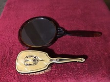 Vintage Hair Brush and Mirror: Dupont Hairbrush Pyralin Celluloid:Plastic Mirror