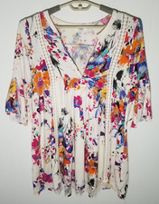 Umgee Floral Dress Women's Size S Printed Festival Boho 3/4 Slit Sleeves