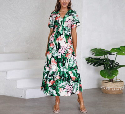 knee length dresses for ladies PRETTYGARDEN Womens Summer Halter Dresses Elegant Classy V Neck Backle main image 0