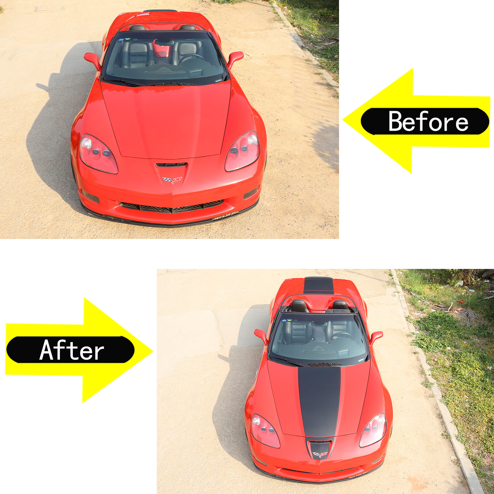 Hood Roof Blackout Racing Strip Vinyl Decal Sticker For Corvette C6 ...