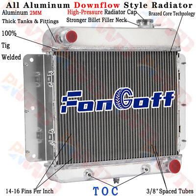 255 4 Row Aluminum Radiator fit 1962-1967 Chevrolet Chevy Nova II Inline