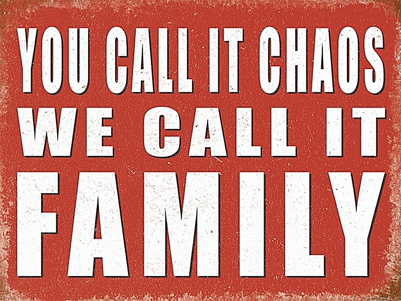 You Call It Chaos We Call It Family funny small steel sign 200mm x 150mm (og)