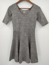 Hollister Dress Womens Small Gray Skater Stretch V-Neck Fit & Flare Stretch