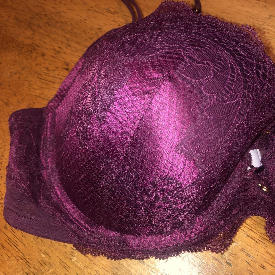 Бюстгальтер пуш-ап Jennifer Lopez кружевной 36D фиолетовый кружевной новый с ярлыками $40 - Изображение 2 из 4