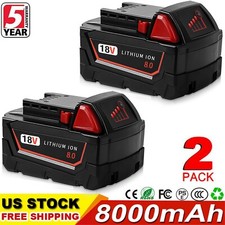 2X 8.0 AH Extended Capacity Lithium-ion Battery For Milwaukee for M18 48-11-1860