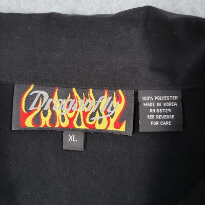 Vintage Dragonfly Shirt Men XL Black Flaming Guitars Hard Rock