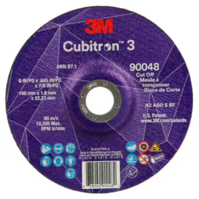 3M Cubitron III 90048 Cut-Off Wheel 6''x0.045''x7/8'' 60-Grit T27