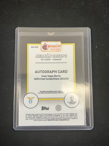 Hernan Crespo 2023-24 Topps Merlin Chrome UCC Base Auto Black Refractor /10 - Picture 2 of 2