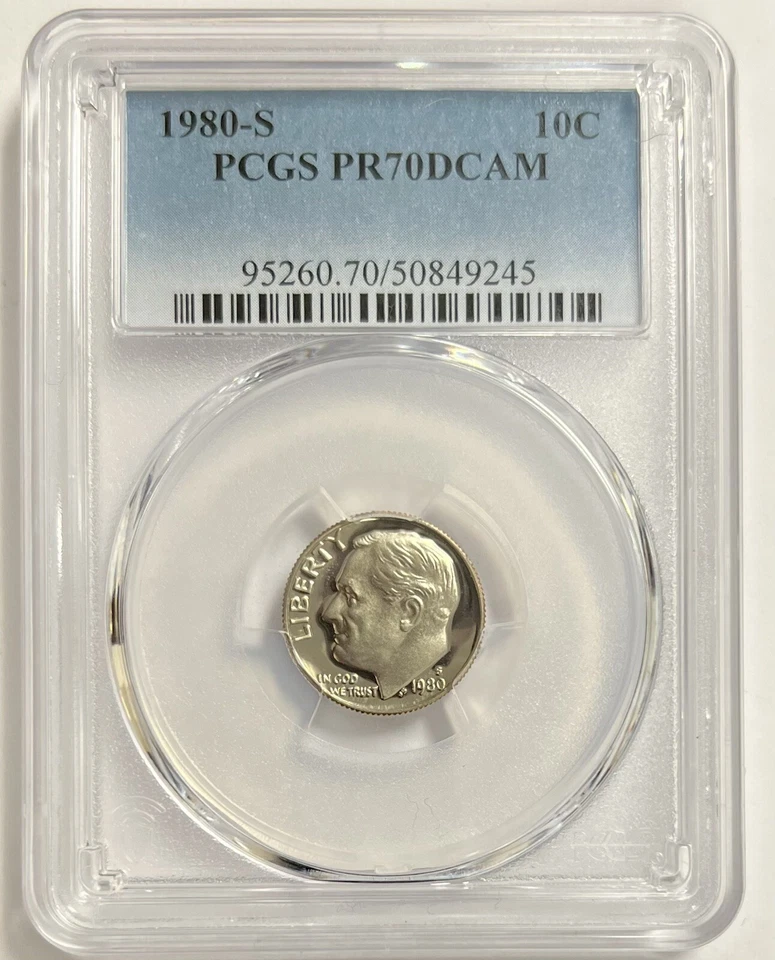 Roosevelt Dime 1980 PCGS Graded PR 70 Deep Cameo Uncirculated 10c - Image 3 of 4