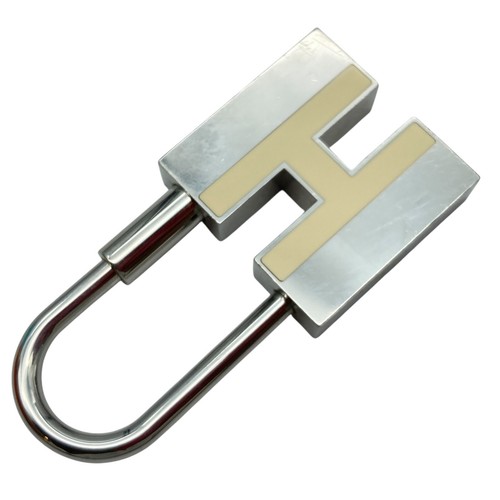 HERMES Cadena Padlock H Logo White Silver Lock Bag Charm 28.0g - Picture 5 of 16
