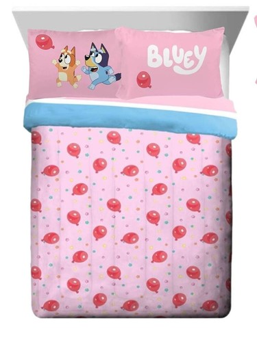 Bluey "Balloon Party" Kids 3pc Reversible Queen Comforter Set-W140958149194 - Picture 3 of 7