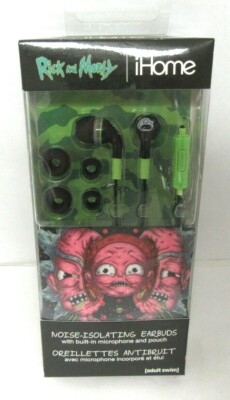 iHome - Rick and Morty Wired Headphones - Green/Black