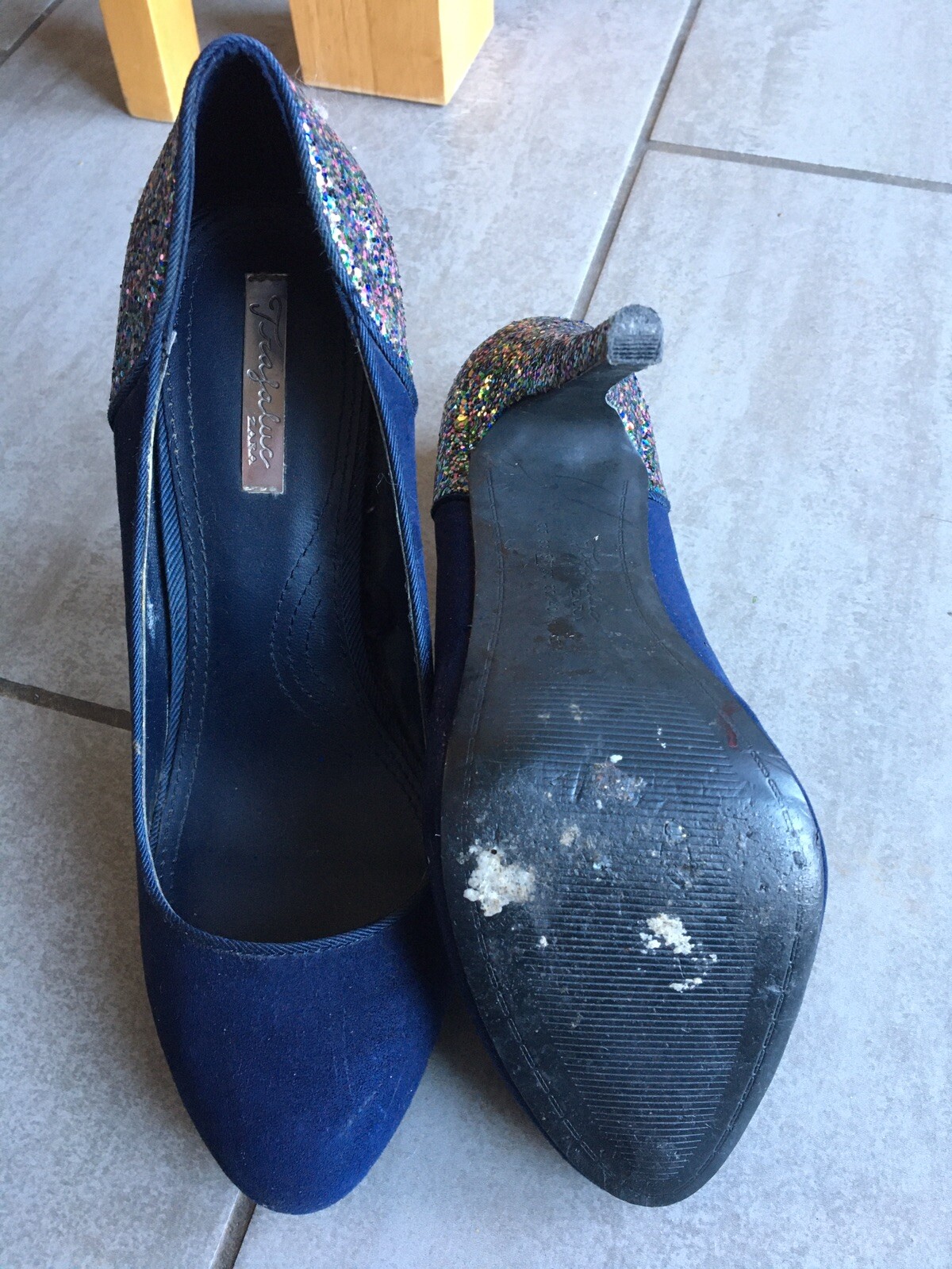 Zara Trafaluc Ladies Blue High Heeled Shoes Size 4 / 37. Great
